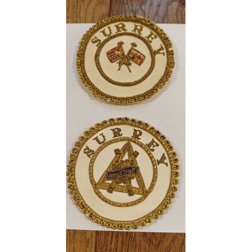 23 - 6 Masonic embroidered Surrey sew on badges each measure 4