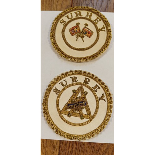 23 - 6 Masonic embroidered Surrey sew on badges each measure 4