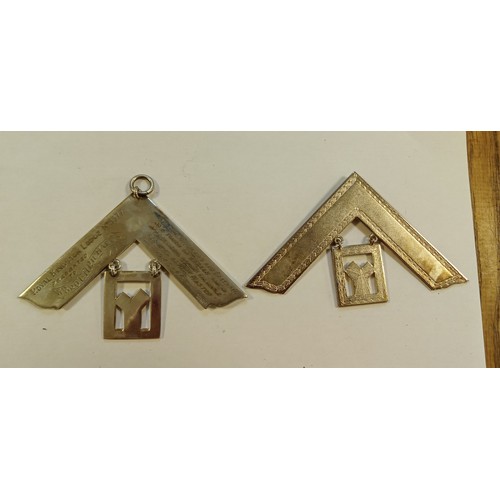 24 - 2 white metal masonic square and tassle Royal Kingston Lodge 1945-46 maker TOYE London Limited plus ... 