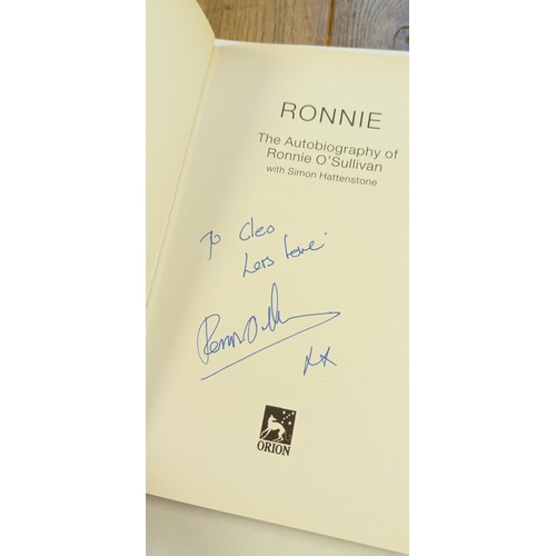 29 - Autobiography of Ronnie O'Sullivan signed and dedicated to Cleo Rocos plus Bananas Forever Kenny Eve... 