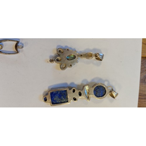 45 - 6 silver and gem stones pendants