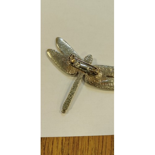 63 - Ladycrow Scotland pewter brooch of dragonfly in original box and card