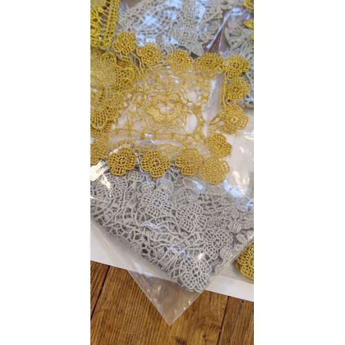 66 - 3 Gold packs and 3 silver packs of lace fabric for craft and dresses all new