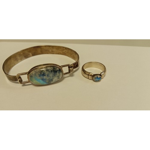 78 - White metal with stone matching bangle and ring