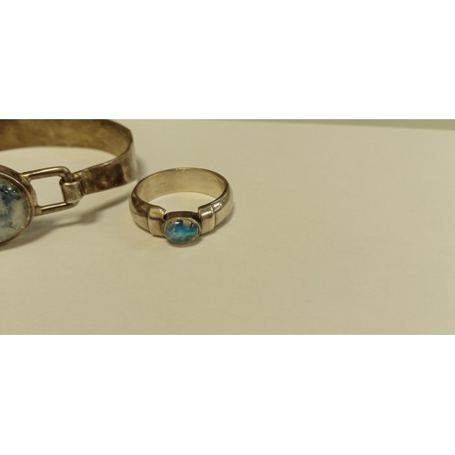 78 - White metal with stone matching bangle and ring