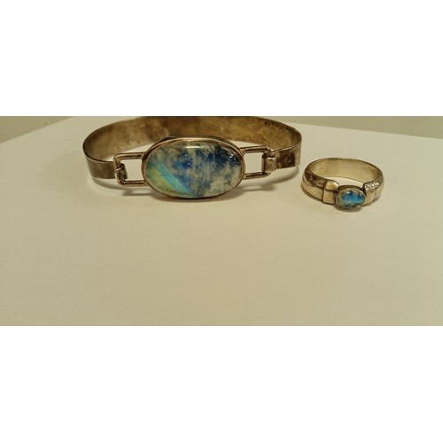 78 - White metal with stone matching bangle and ring