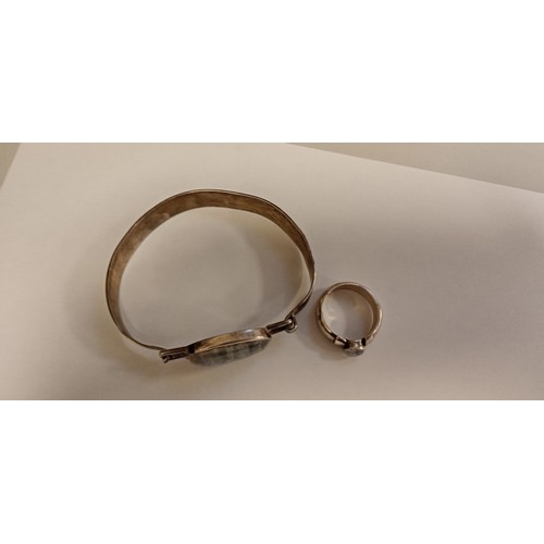 78 - White metal with stone matching bangle and ring