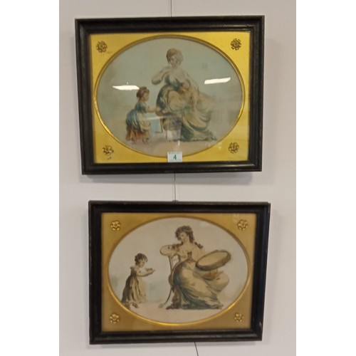 4 - Pair of Victorian framed pictures of Ladies and Children measures 47cm x 38cm approx.