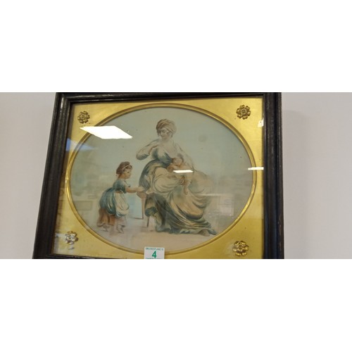 4 - Pair of Victorian framed pictures of Ladies and Children measures 47cm x 38cm approx.