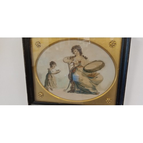 4 - Pair of Victorian framed pictures of Ladies and Children measures 47cm x 38cm approx.