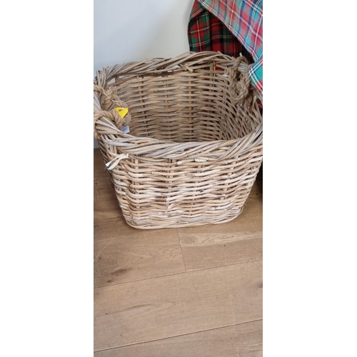 7 - Vintage log basket on wheels as found