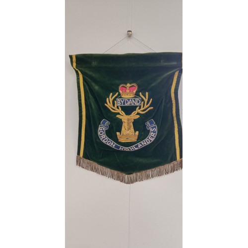 9 - Bydand Gordon Highlander pipe banner with 3D embroidery 54cm x 60cm approx. Good quality