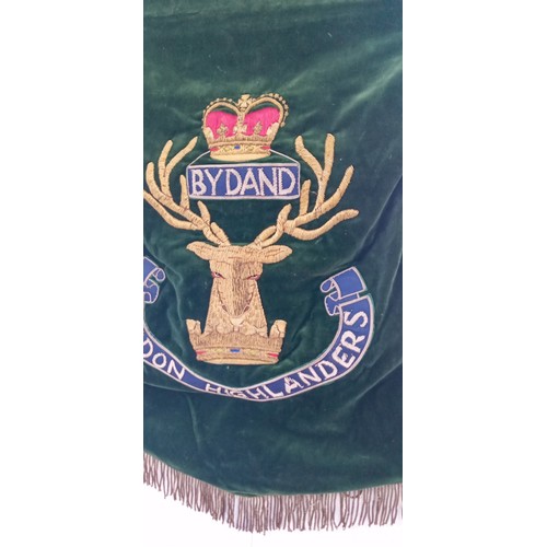 9 - Bydand Gordon Highlander pipe banner with 3D embroidery 54cm x 60cm approx. Good quality