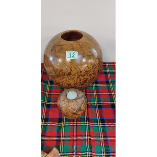 12 - Mango wood vase plus tea light holder