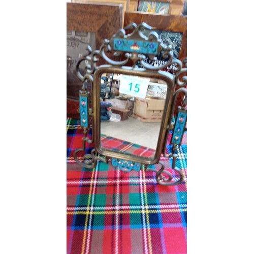 15 - Selection of wooden picture frames to include cloisonne mirror