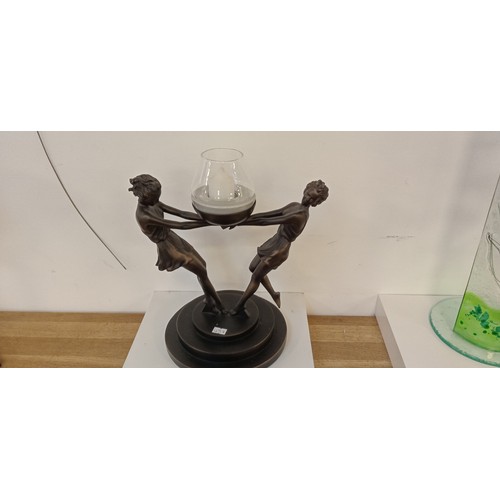 22 - Art Nouveau style 2 ladies candle holder