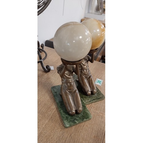 30 - Art Deco kneeling ladies with globes