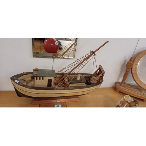 42 - Vintage model fishing boat 55cm long approx.