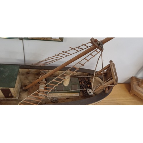 42 - Vintage model fishing boat 55cm long approx.