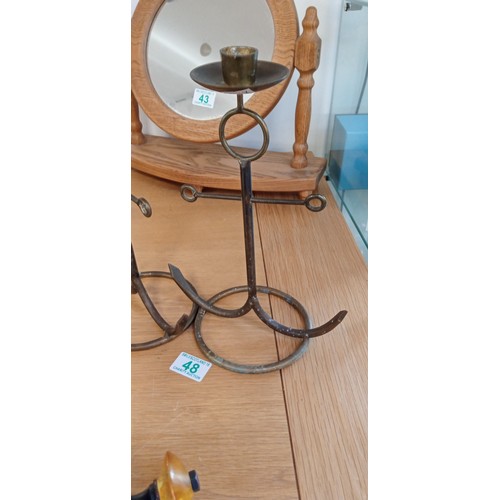 48 - Pair of vintage anchor style candlesticks