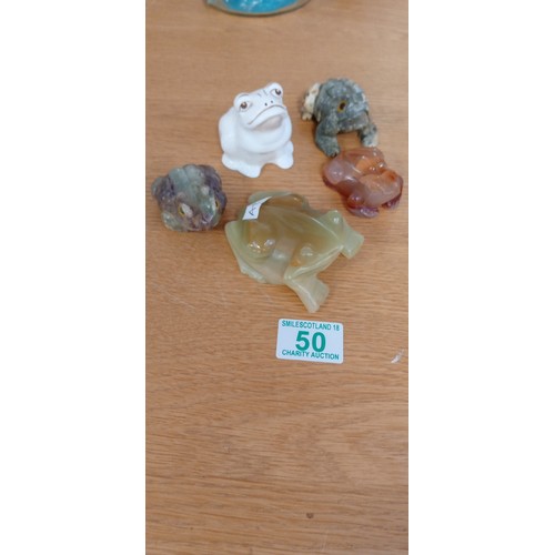 50 - Frogs/ Toads in precious stone plus one Coalport