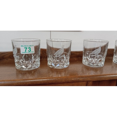 73 - 6 pheasant design whisky glasses