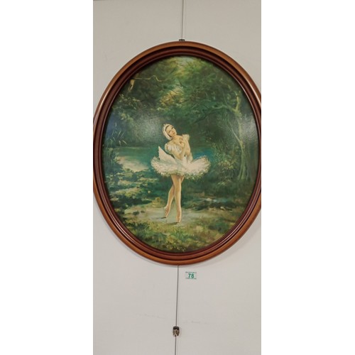 78 - Framed oval 'Le Cygnet' by Carlotta Edwards