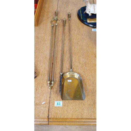 83 - Vintage brass companion set