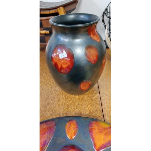 88 - Vintage Poole pottery Galaxy charger and vase