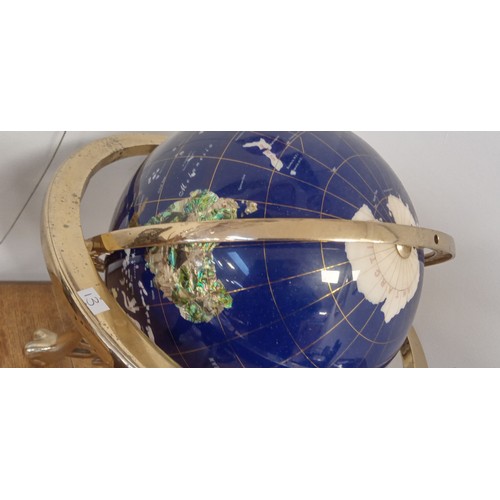 90 - Large gem stone world globe