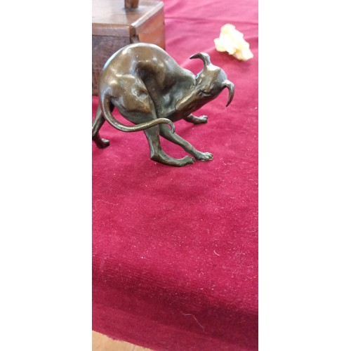 118 - Bronze art deco style whippet/ greyhound figurine initialed RHC