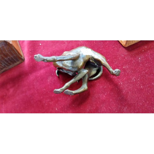 118 - Bronze art deco style whippet/ greyhound figurine initialed RHC