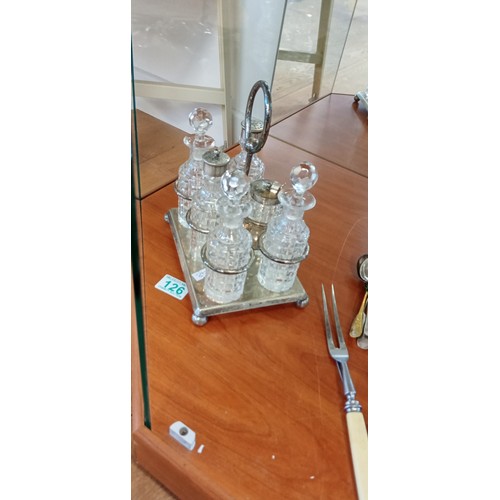 126 - Complete white metal condiment set