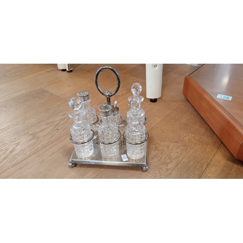 126 - Complete white metal condiment set