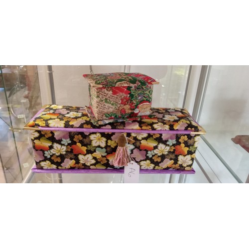 133 - Pair of vintage cloth jewellery boxes