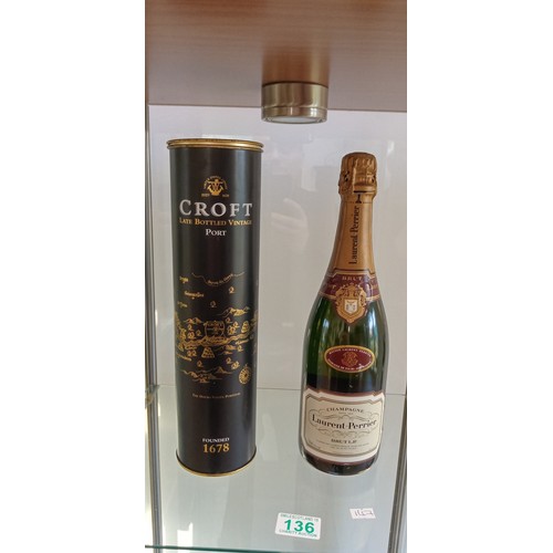 136 - Bottle of Vintage Croft port and Laurent-Perrier Champagne