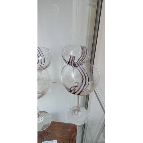 158 - 6 Caithness black and white wine glasses