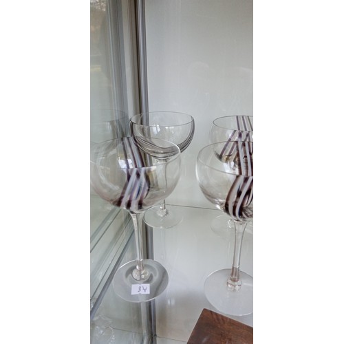 158 - 6 Caithness black and white wine glasses