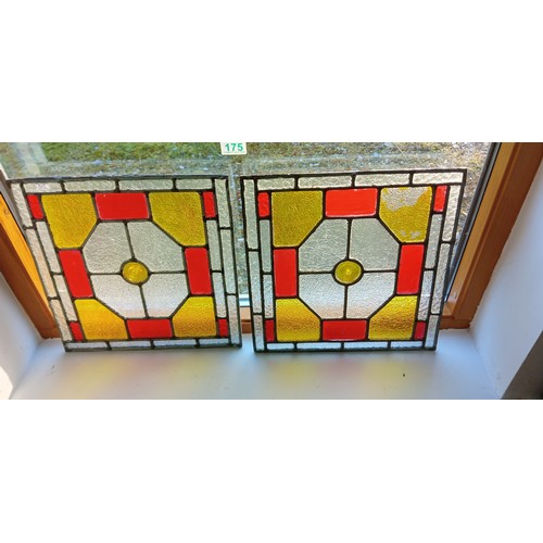 175 - Leaded glass with painted panels