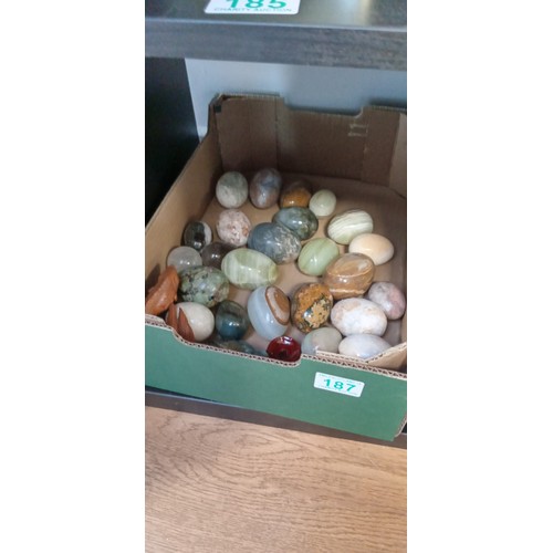 187 - Selection of gem stone polished eggs