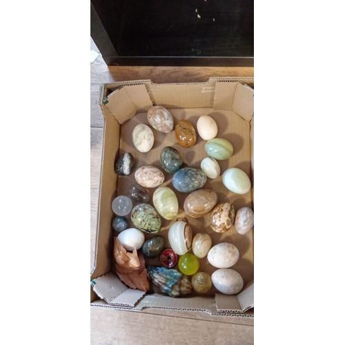 187 - Selection of gem stone polished eggs