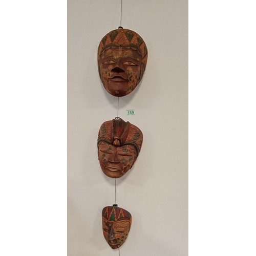 189 - 3 Asian wooden face masks