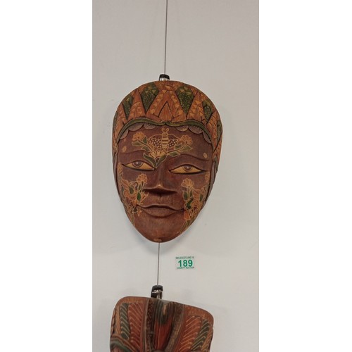 189 - 3 Asian wooden face masks