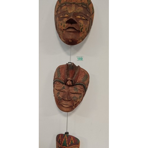 189 - 3 Asian wooden face masks