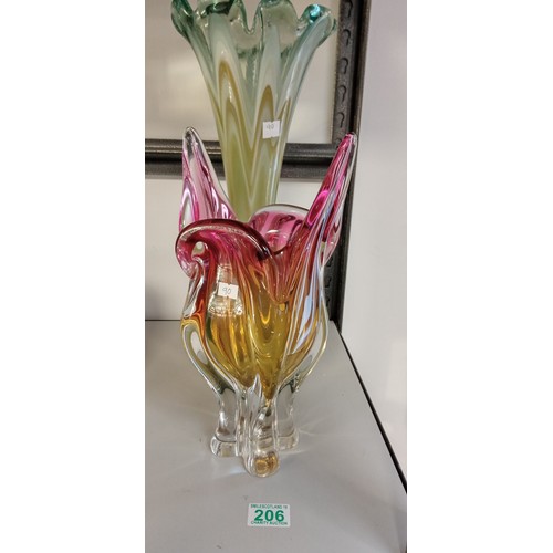 206 - Pair of vintage heavy glass vases