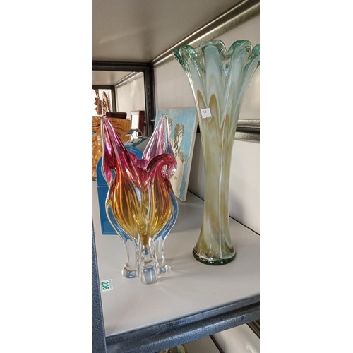 206 - Pair of vintage heavy glass vases