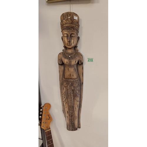 215 - Wooden Oriental lady figurine