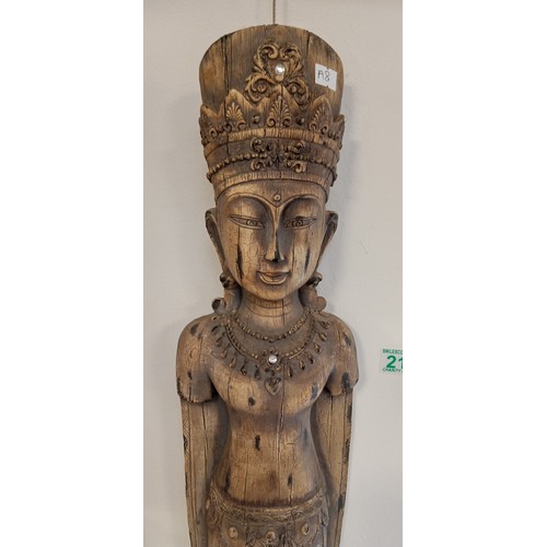 215 - Wooden Oriental lady figurine