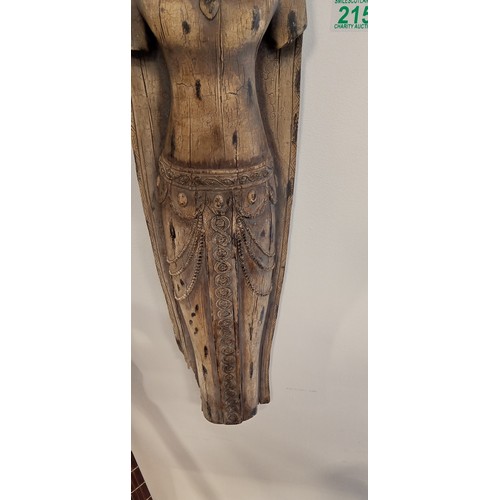 215 - Wooden Oriental lady figurine