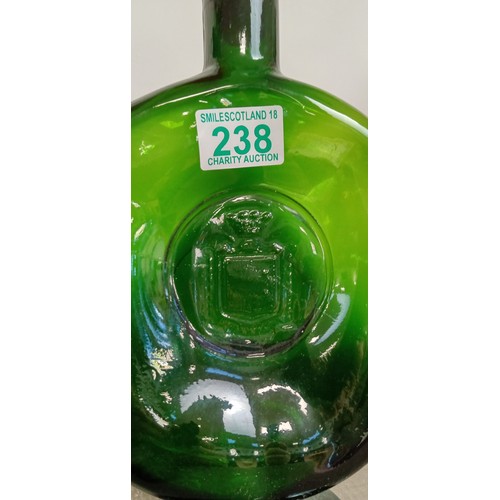 238 - Vintage green art glass decanter with crown